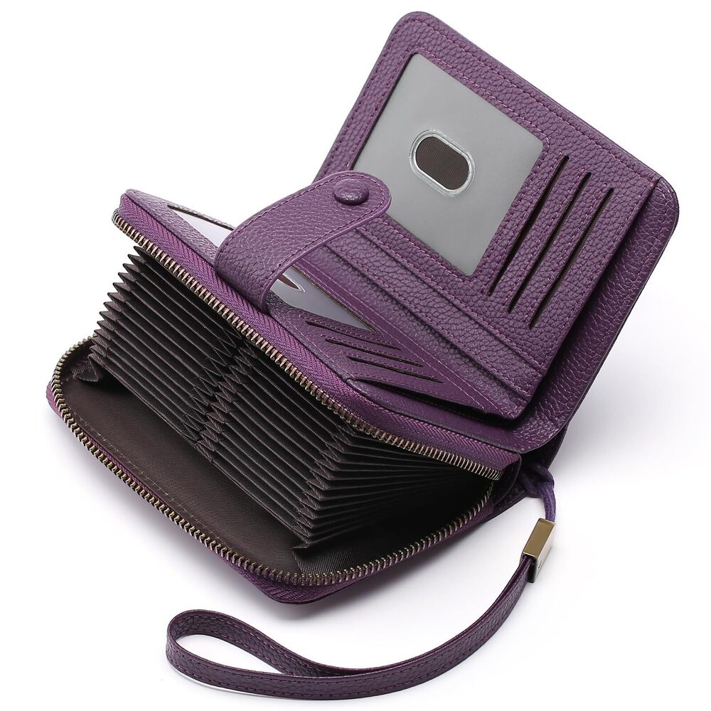 3601 Leather Credit Card Holder Wallet RFID Blocking Large Capacity Bifold
